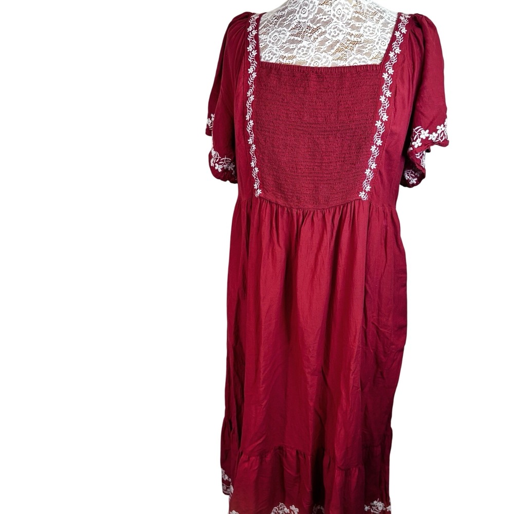 Old Navy Women's Smocked Dress Orange Embroidery  XL, Milkmaid,peasant,‎ Boho